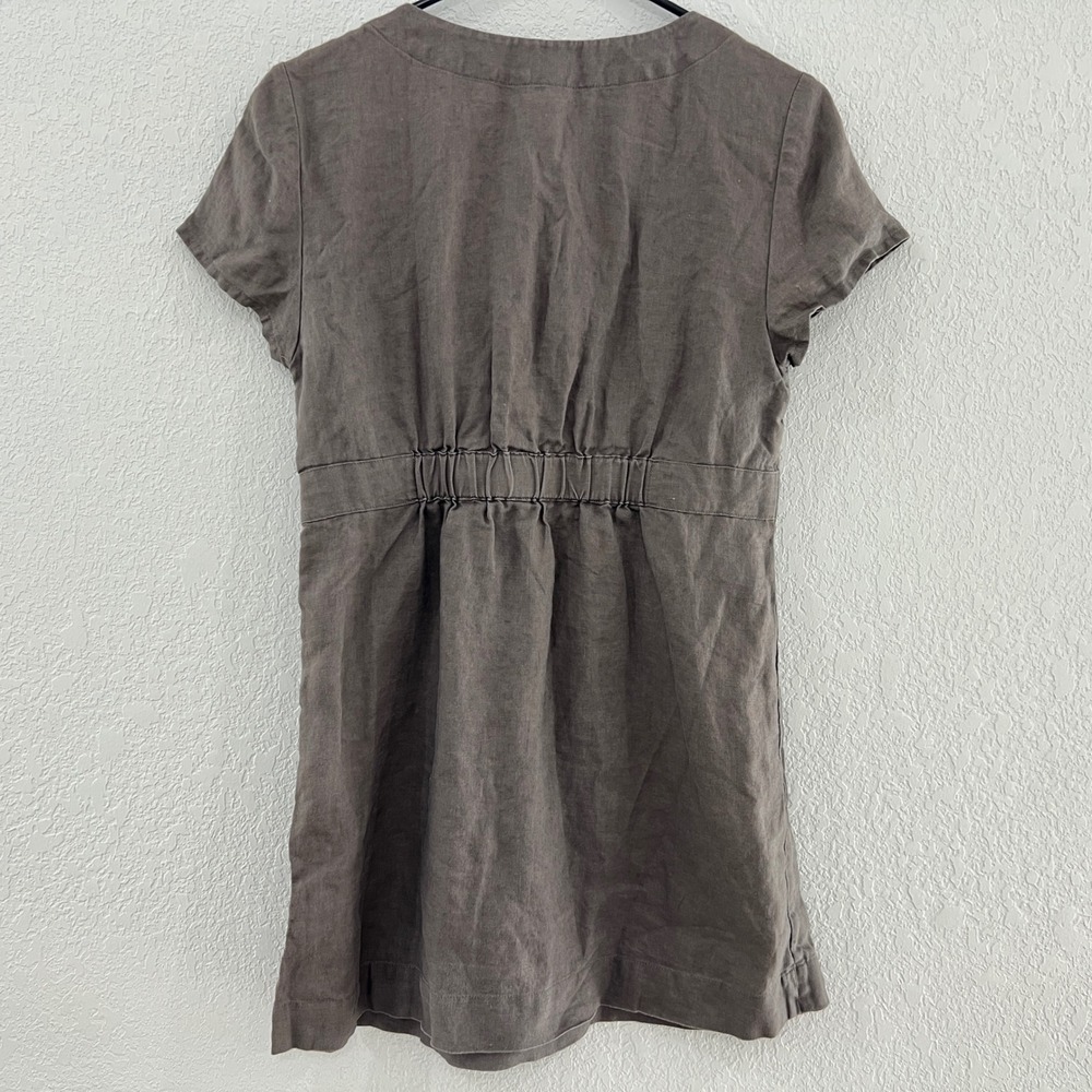 Boden Womens US 10 Brown Cotton Beaded Applique Tunic Dress Short Sleeve Boho - Picture 7 of 11